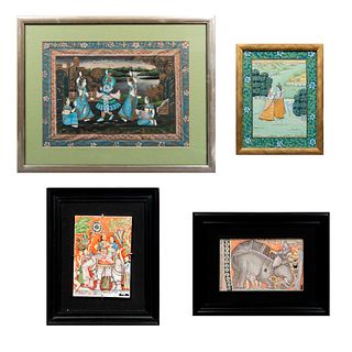 Lote de 4 piezas Consta de: ANÓNIMOS. Escenas del Ramayana. Acrílico sobre tela, otros.