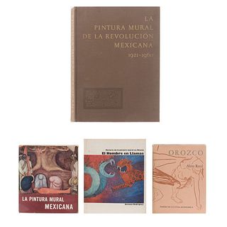 Lote de libros sobre Arte Mexicano. a) Orozco. b)  La Pintura Mural de la Revolución Mexicana. c) El Hombre en Llamas. Piezas: 4.