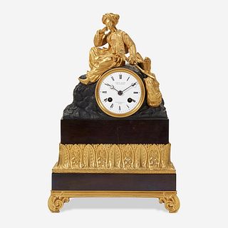 A German Patinated and Gilt Bronze Mantel Clock Late 19th century