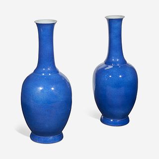 A Pair of Powder Blue Glazed Baluster Vases Probably 19th century