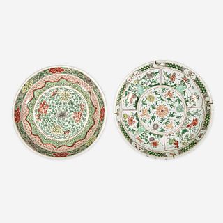Two Chinese Famille Verte-Decorated Porcelain Dishes Late 17th Century
