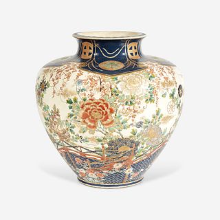 A Large Satsuma Enamelled Pottery Vase Meiji period, second half 19th century