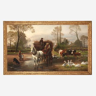 William Hahn (American, 1829–1887) Horse Cart Crossing a Stream