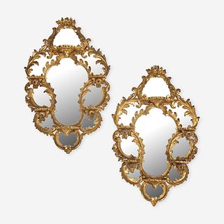 A Pair of Baroque Style Giltwood Mirrors 18th/19th century
