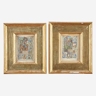 Two Framed Illuminated Manuscript Leaves