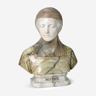 An Italian Carved Marble Bust of Beatrice Signed Prof. G. Besli, 19th century