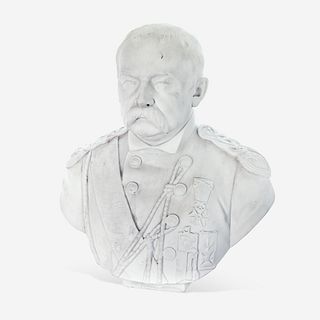 A Large Italian Carved Marble Bust of Otto von Bismarck Fiorenzo Pugi, early 20th century