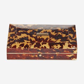 An American Necessaire in Fitted Blonde Tortoiseshell Case First half 19th century