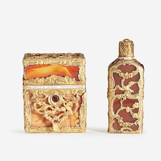 A George III Gold-Mounted Hardstone Necessaire and Perfume Circa 1770