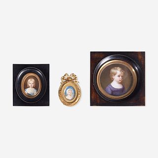French and Continental School 19th Century A group of three portrait miniatures of young children