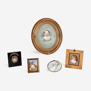 English and German School 19th and 20th Century A group of five portrait miniatures of children