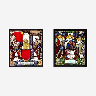 Two Swiss Stained Glass Panels Early 17th century