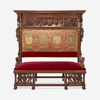 An Impressive German Tapestry Upholstered Carved Settee Late 19th century