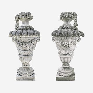 A Large Pair of Composition Stone Garden Urns*