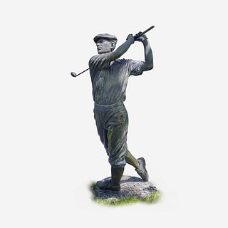 After Jim Davidson (American, b. 1962) A Green Patinated Life-Size Figure of a Golfer, 20th century*