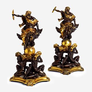 After Alessandro Algardi called L’Algarde (Italian, 1598-1654) A Pair of Monumental Bronze Sculptures, 'Jupiter Victorious over the Titans,' cast by C