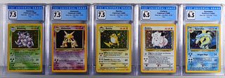 5PC 1999 Pokemon Base Unl. CGC Holo Card Group