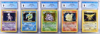 5PC 1999 Pokemon Base Unl. CGC 9 Holo Card Group