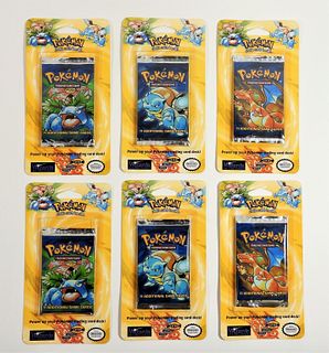 6PC 1999 Pokemon Base Unl. MOSC Blister Pack Cards