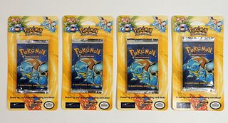 4PC 1999 Pokemon Base Unl. MOSC Blister Pack Cards