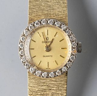Concord Quartz 14kt Gold Diamond Set Watch