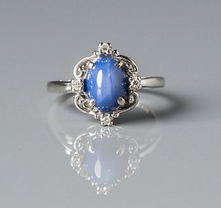 Birks Linde Star Sapphire & Diamond 14kt Gold Ring