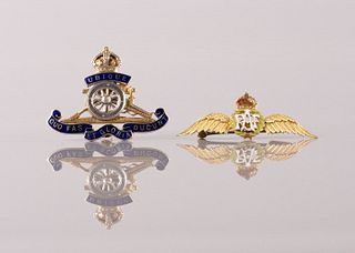 9kt Gold RAF Pin & 14kt Gold Royal Regiment Pin