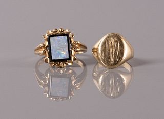 10kt Gold Opal Ring & 10kt Gold Signet Ring