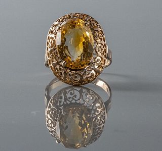 Victorian Citrine 14kt Gold Ring