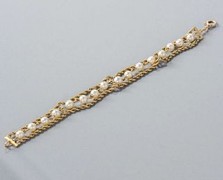 14kt Yellow Gold Triple-Strand Pearl Bracelet