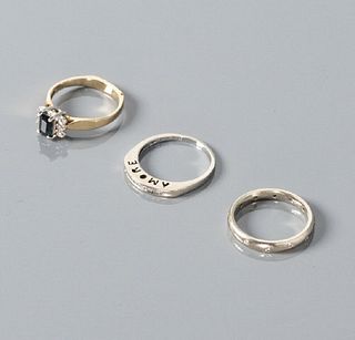 10kt Sapphire Diamond Ring, 14k Gold Diamond Bands