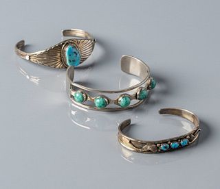 .925 Sterling Silver Turquoise Cuff Bracelets