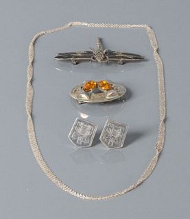 Silver Brooches, Cuffs & Tiffany Mesh Necklace