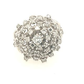 14K White Gold Diamond Cluster Ring 
