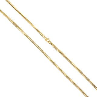 A foxtail-link chain. With figure-of-eight clasp. Length 62.4cms. Weight 32.1gms. <br><br> Overall c