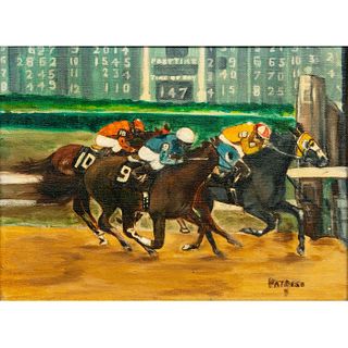 Framed Patrish Oil Painting, Horse Racing