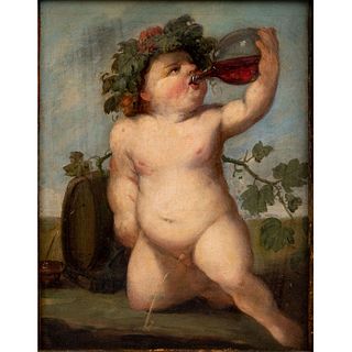 After Guido Reni Oil on Board, Drinking Bucchus