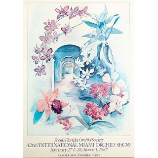 Framed South Florida Orchid Society Show Poster 1987