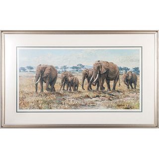 James Keirstead Elephants Striding Along to the Water Hole