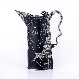 Mia Tyson Modernist Ceramic Pitcher with Figural Study