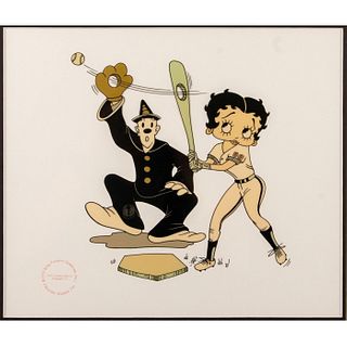 King Features Framed Serigraph Cel, Betty Boop Baseball