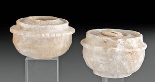 2 Mesopotamian Alabaster Jars w/ 1 Lid