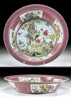 18th C. Chinese Qing Porcelain Charger w/ Quails