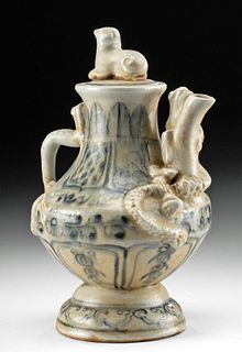 17th C. Vietnamese Pottery Ewer w/ Zoomorphic Forms
