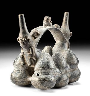 Sican Blackware Vessel w/ Gourds & Figures, ex-Museum