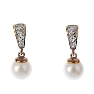 A selection of five pairs of diamond earrings. To include a pair of diamond ear hoops, a pair of dia