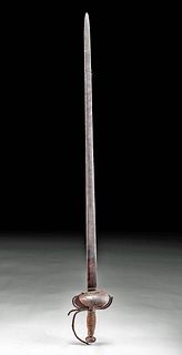 18th C. Spanish Steel Sword Clamshell Guard