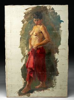 William Draper Painting of Undressing Woman, ca. 1960s