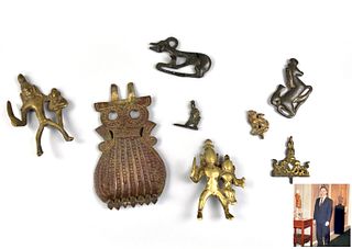 Group of 8 Antique Gilt Bronze Buddha & Ornament