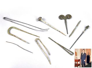 Group of 9 Chinese Bronze Hairpin, Tang -Song D.